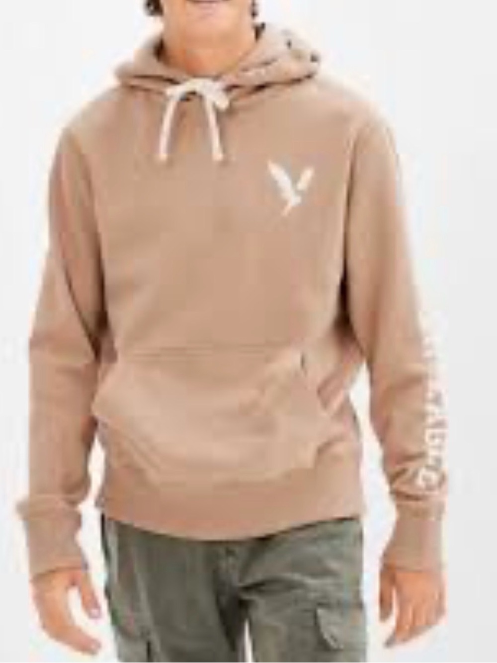 American Eagle Outfitters Taupe/Brown Cotton Washed Men’s Pullover Hoodie Size S